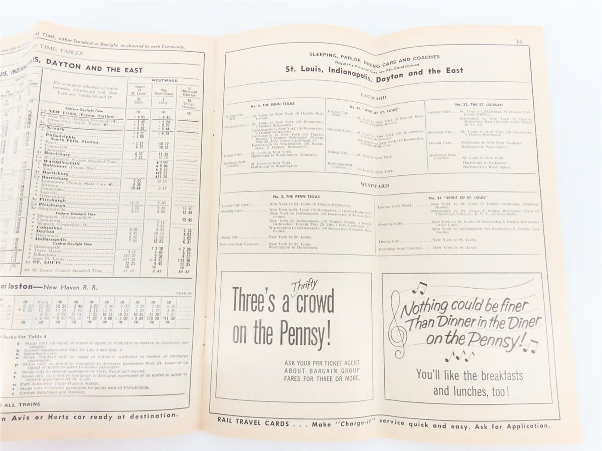 PRR Pennsylvania Railroad Passenger Train Time Tables - April 28, 1963