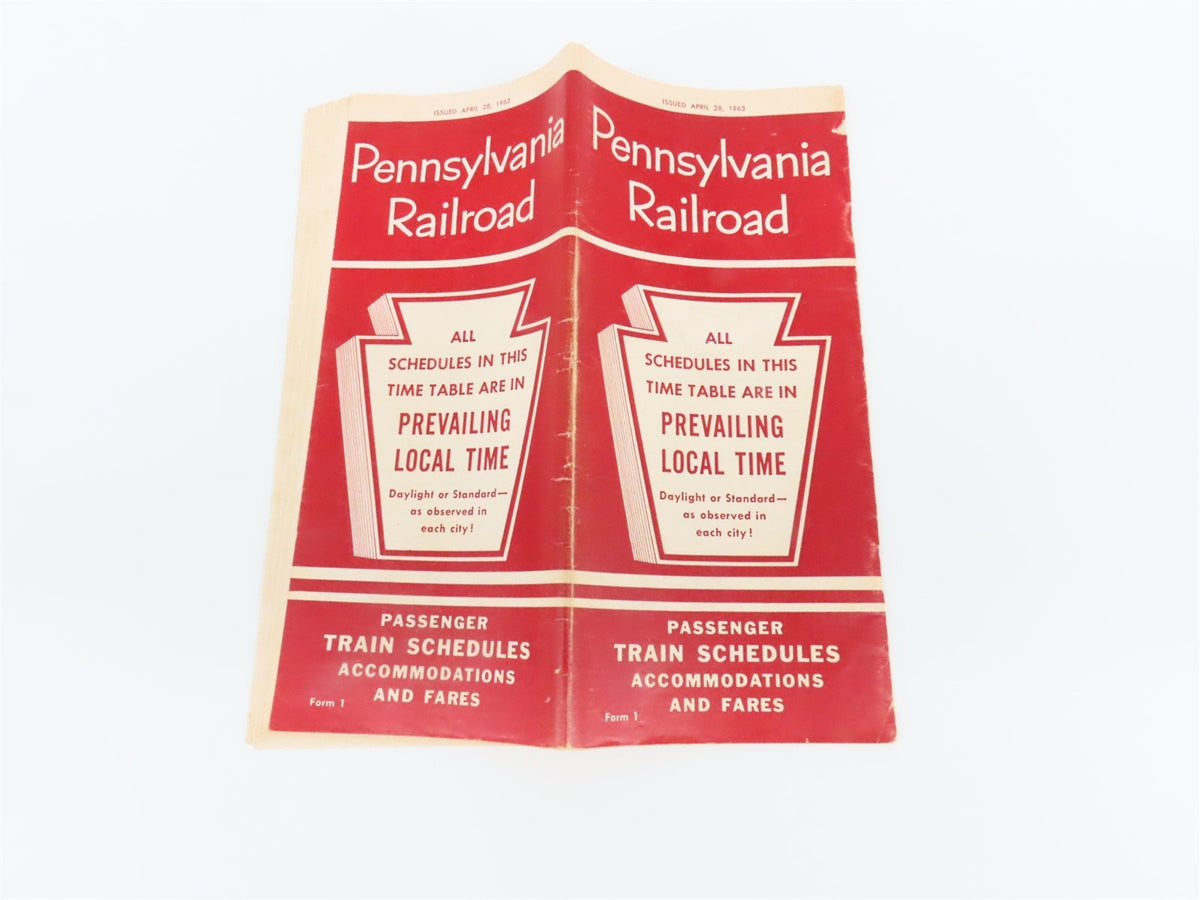 PRR Pennsylvania Railroad Passenger Train Time Tables - April 28, 1963