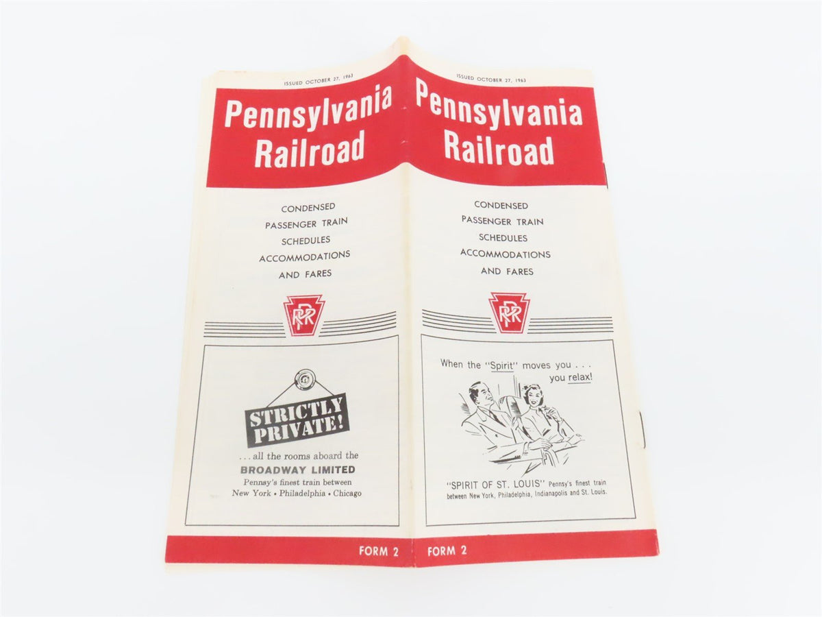 Lot of 4 PRR Pennsylvania Time Tables: July 29, 1962, Feb. 10 &amp; Oct. 27, 1963