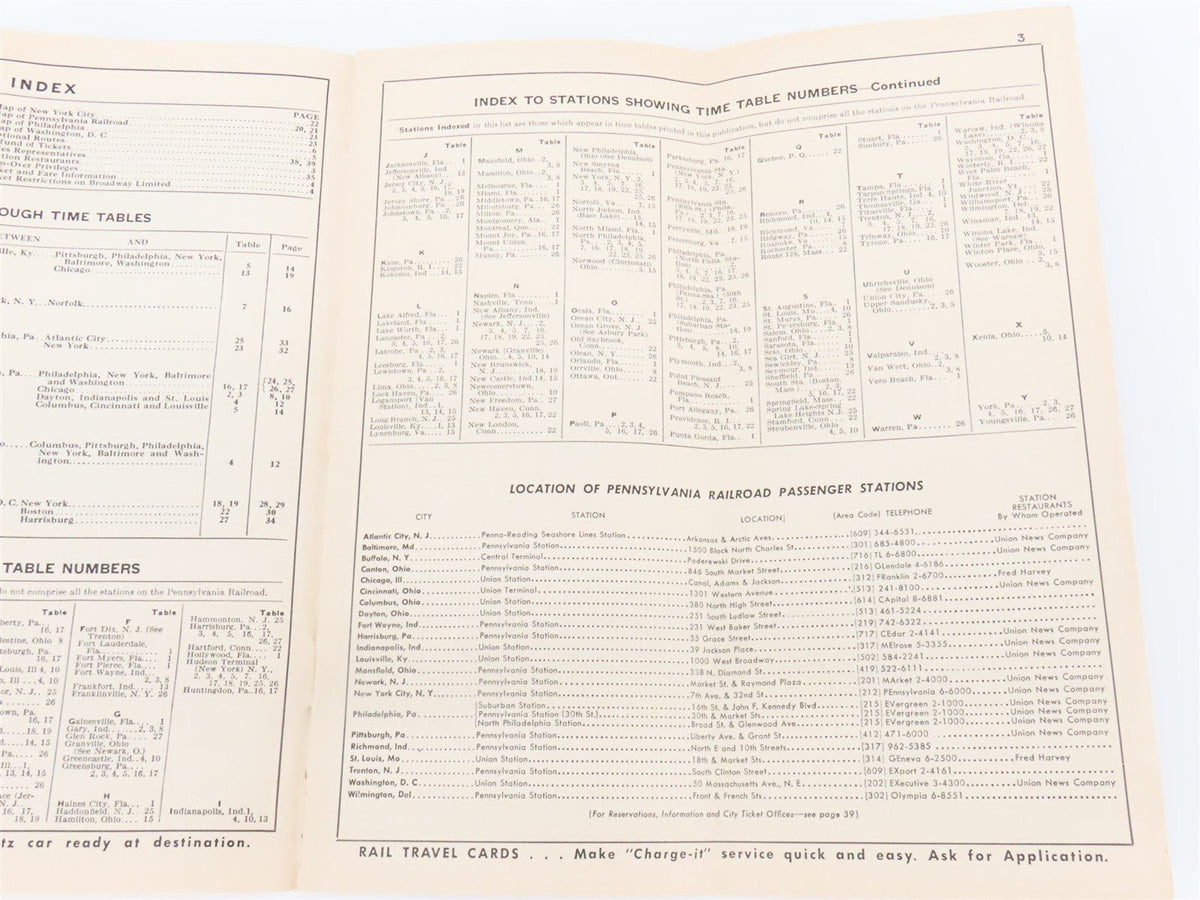 PRR Pennsylvania Railroad Passenger Train Time Tables - October 25, 1964