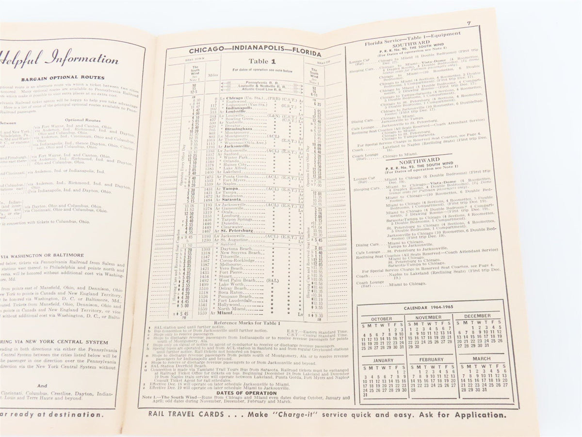 PRR Pennsylvania Railroad Passenger Train Time Tables - October 25, 1964