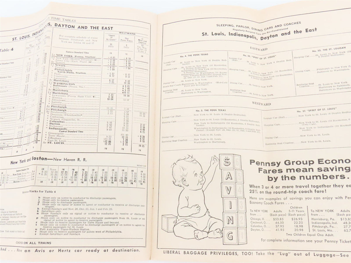 PRR Pennsylvania Railroad Passenger Train Time Tables - October 25, 1964