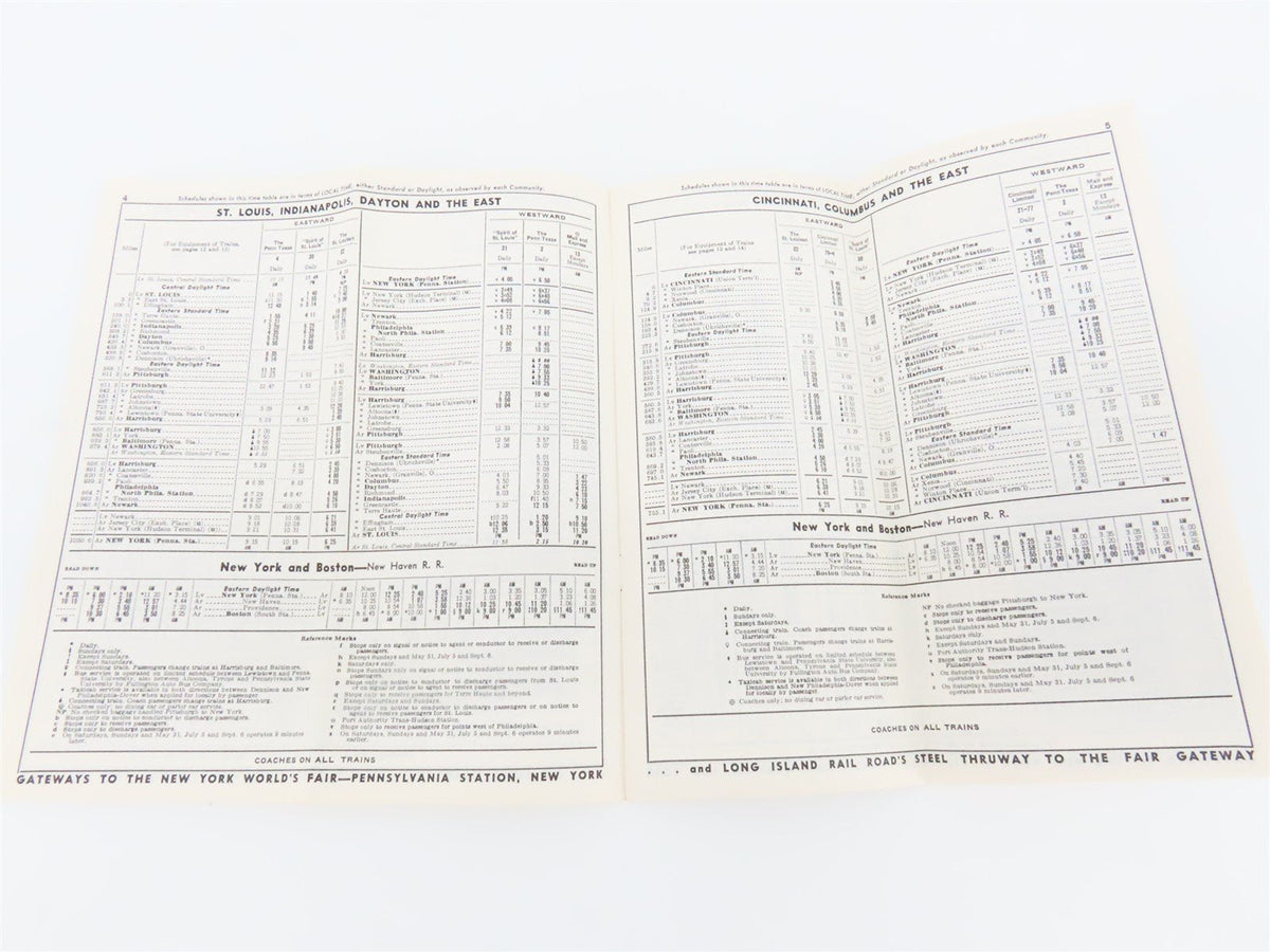 PRR Pennsylvania Railroad &quot;New York&#39;s World Fair&quot; Train Schedules April 25, 1965