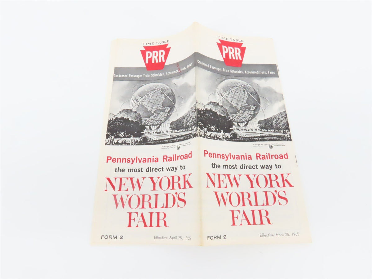 PRR Pennsylvania Railroad &quot;New York&#39;s World Fair&quot; Train Schedules April 25, 1965