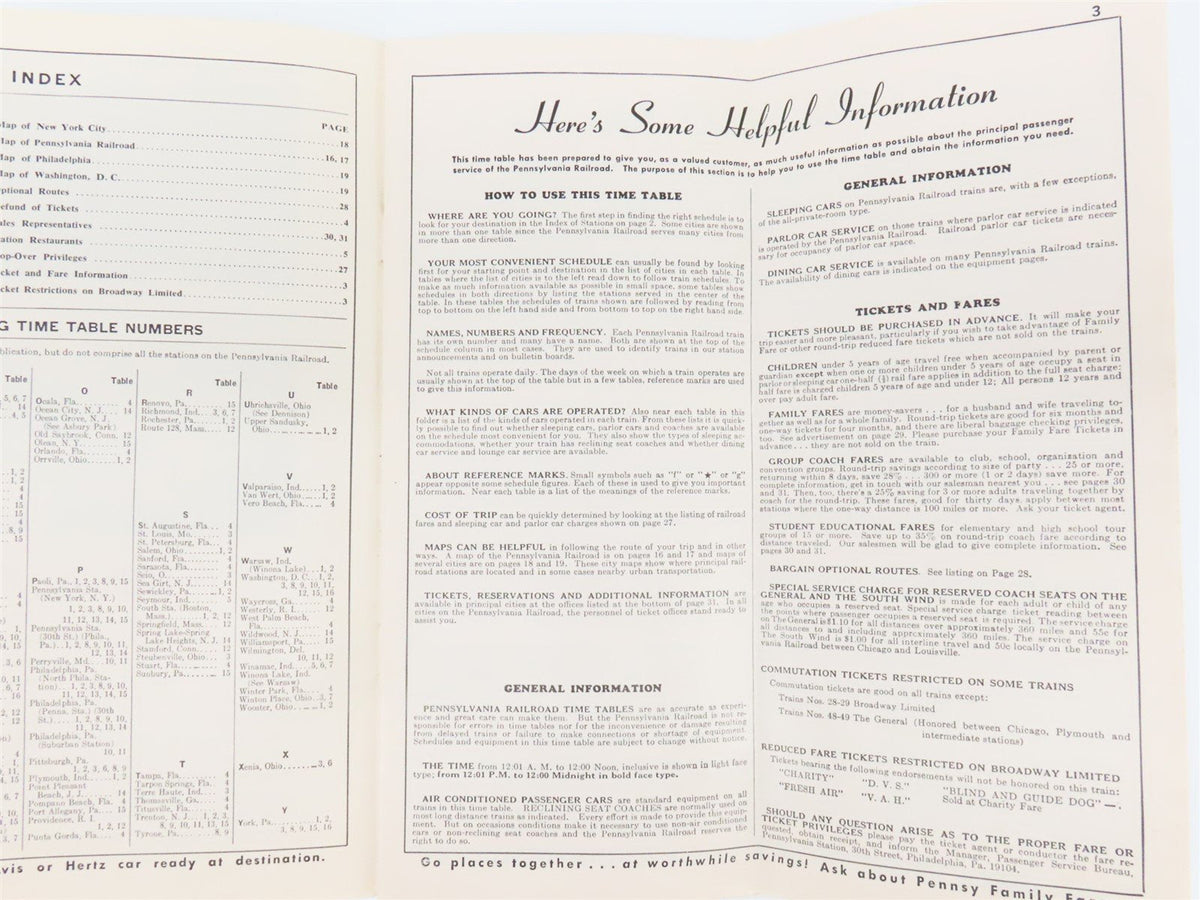 PRR Pennsylvania Railroad Passenger Train Schedules - October 30, 1966