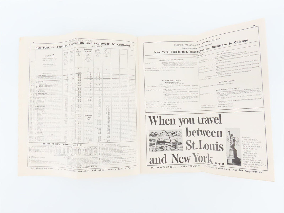 PRR Pennsylvania Railroad Passenger Train Schedules - October 30, 1966