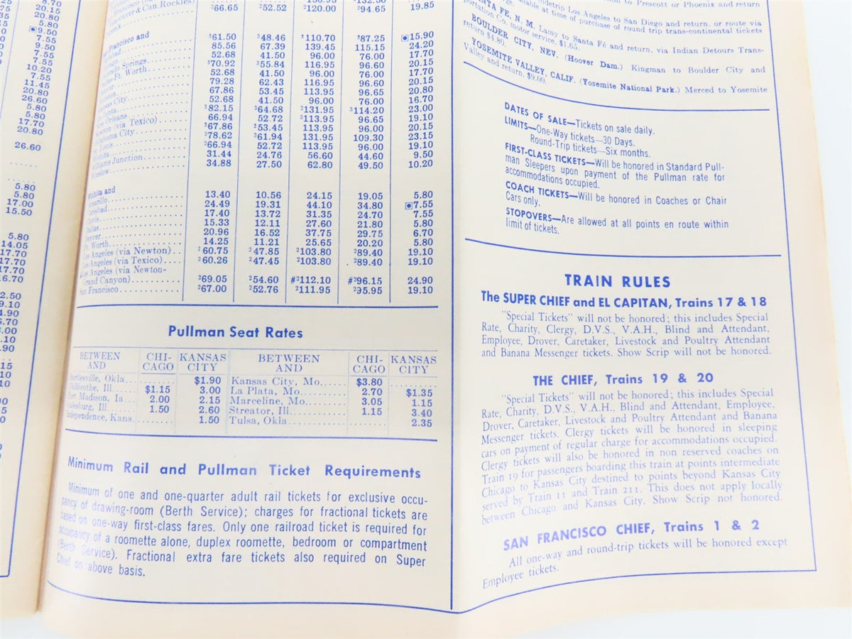 ATSF Atchison, Topeka &amp; Santa Fe Time Table - 1962 Fall • Winter Issue