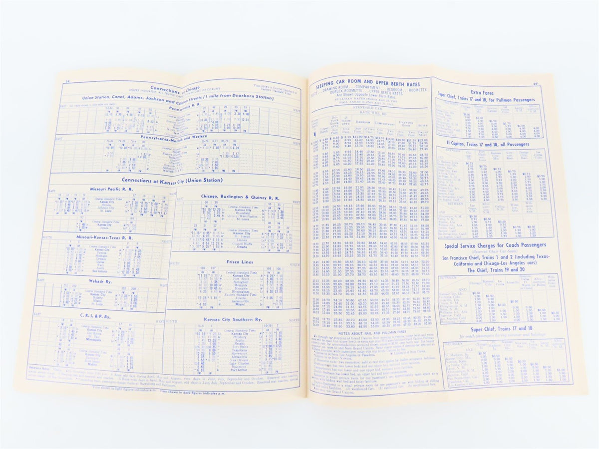 ATSF Atchison, Topeka &amp; Santa Fe Time Table - 1963 Spring • Summer Issue