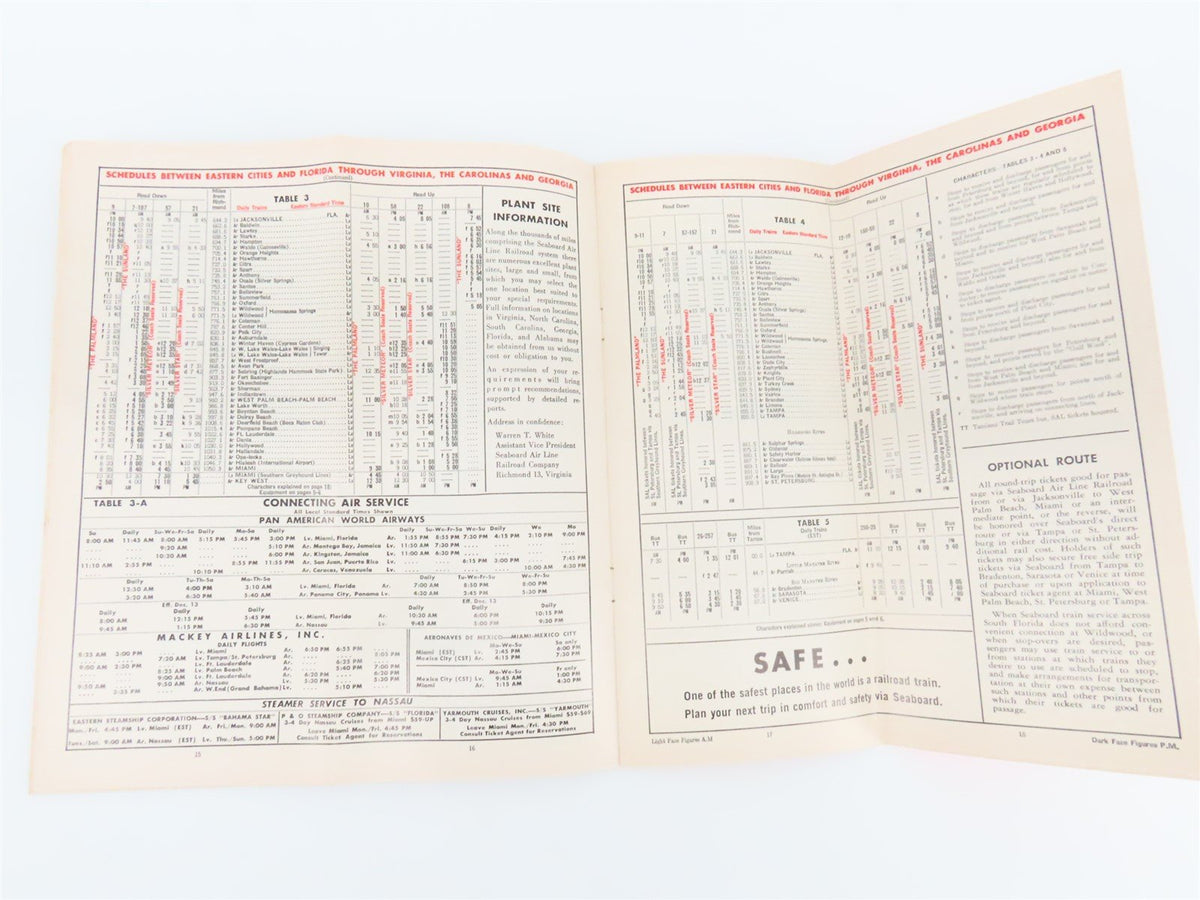 SAL Seaboard Air Line &quot;Route Of Courteous Service&quot; Time Table - Oct. 25, 1964