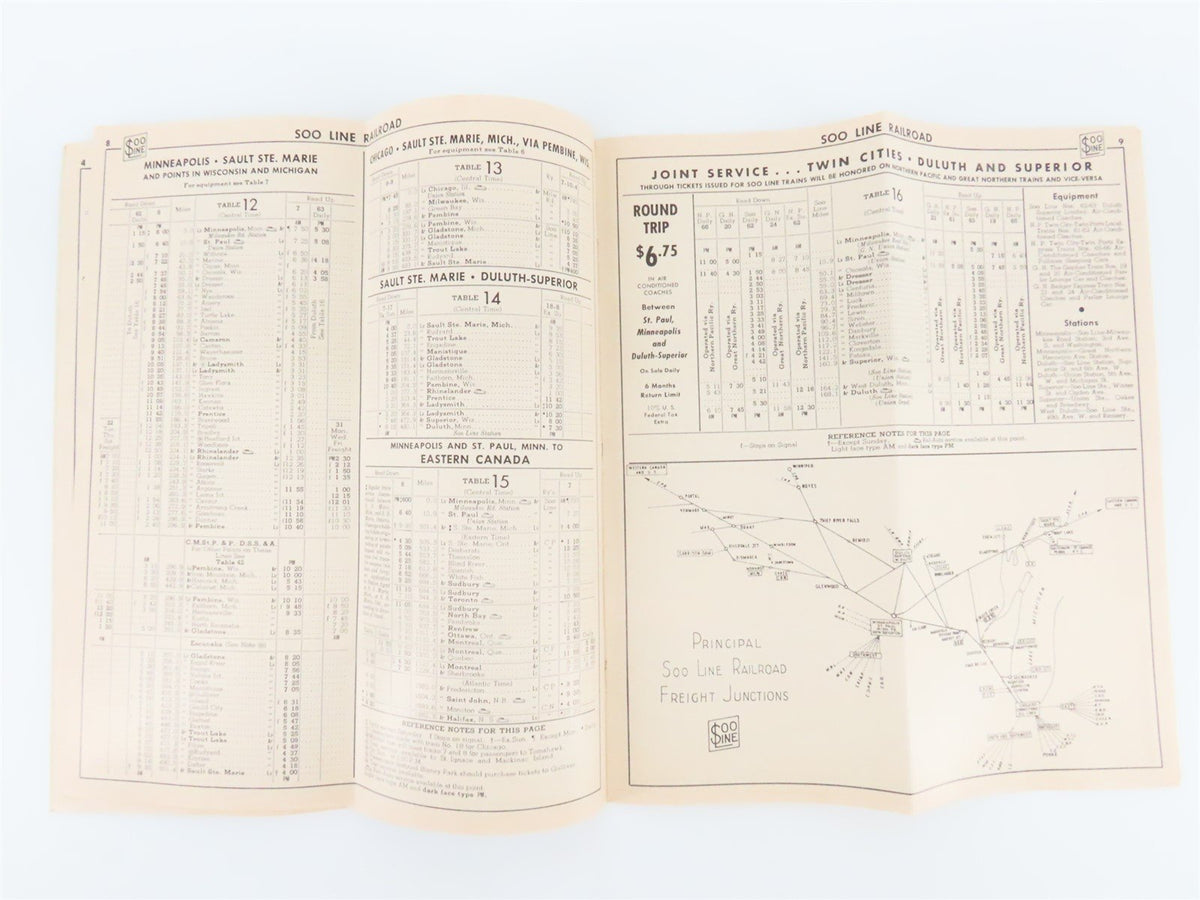 SOO Line Railroad Time Tables - November 15, 1955