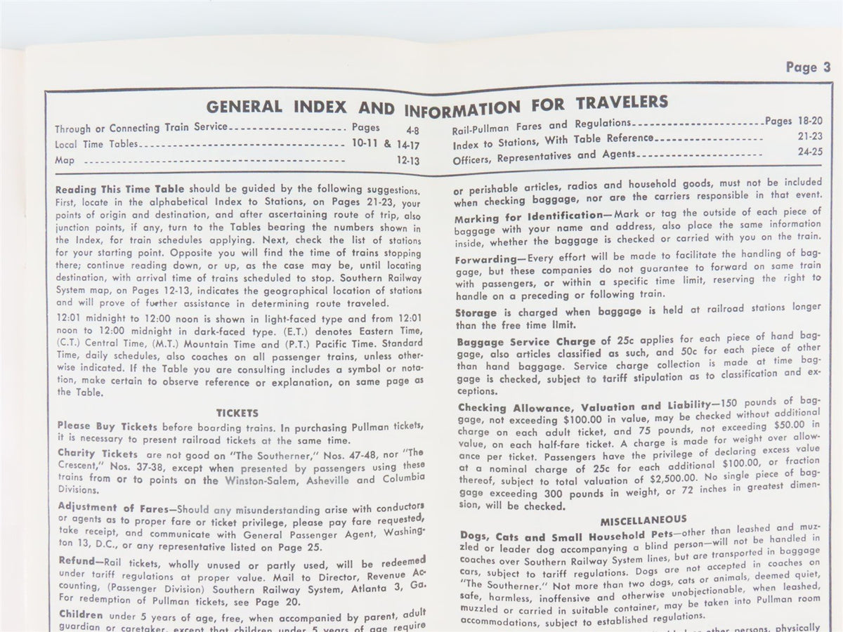 Southern Railway System Time Tables Of Passenger Trains - April 28, 1963