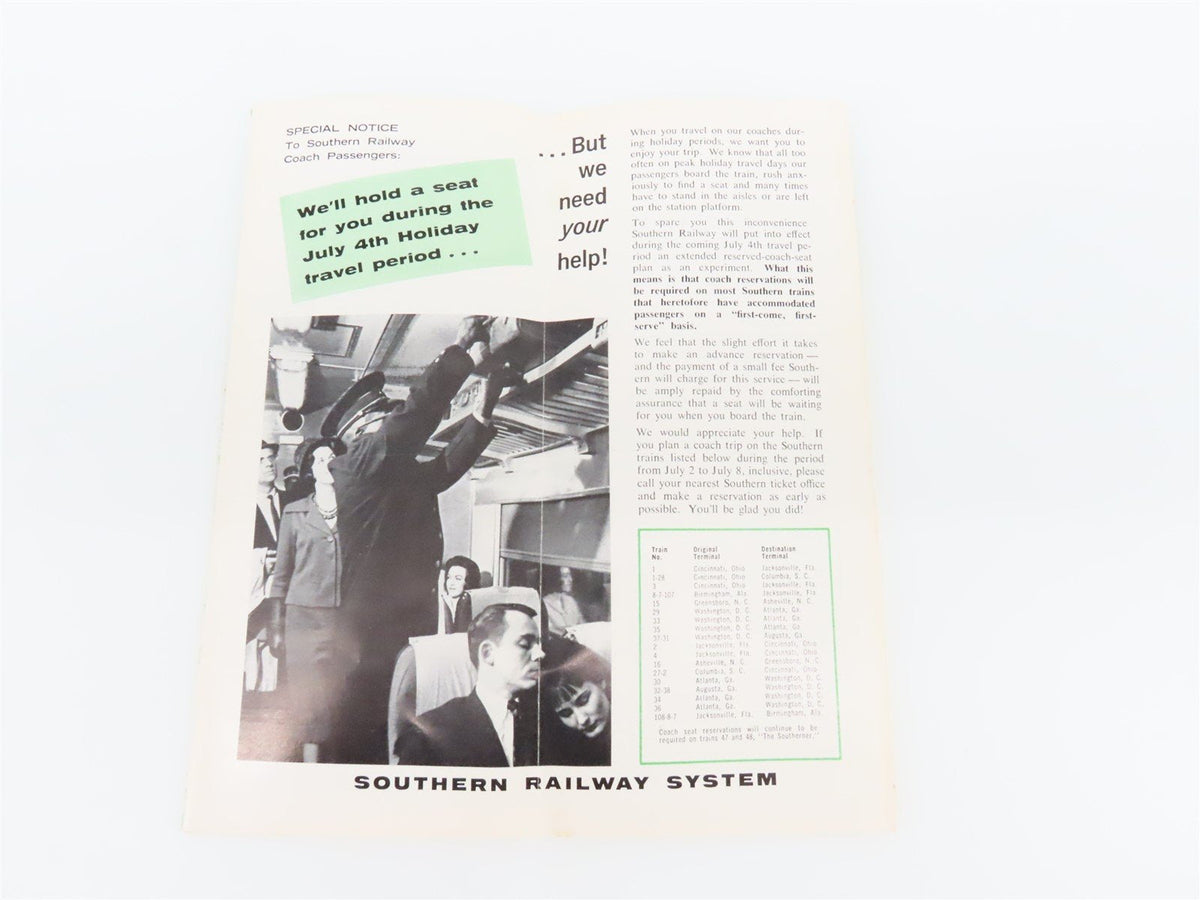 Southern Railway System Time Tables Of Passenger Trains - April 28, 1963