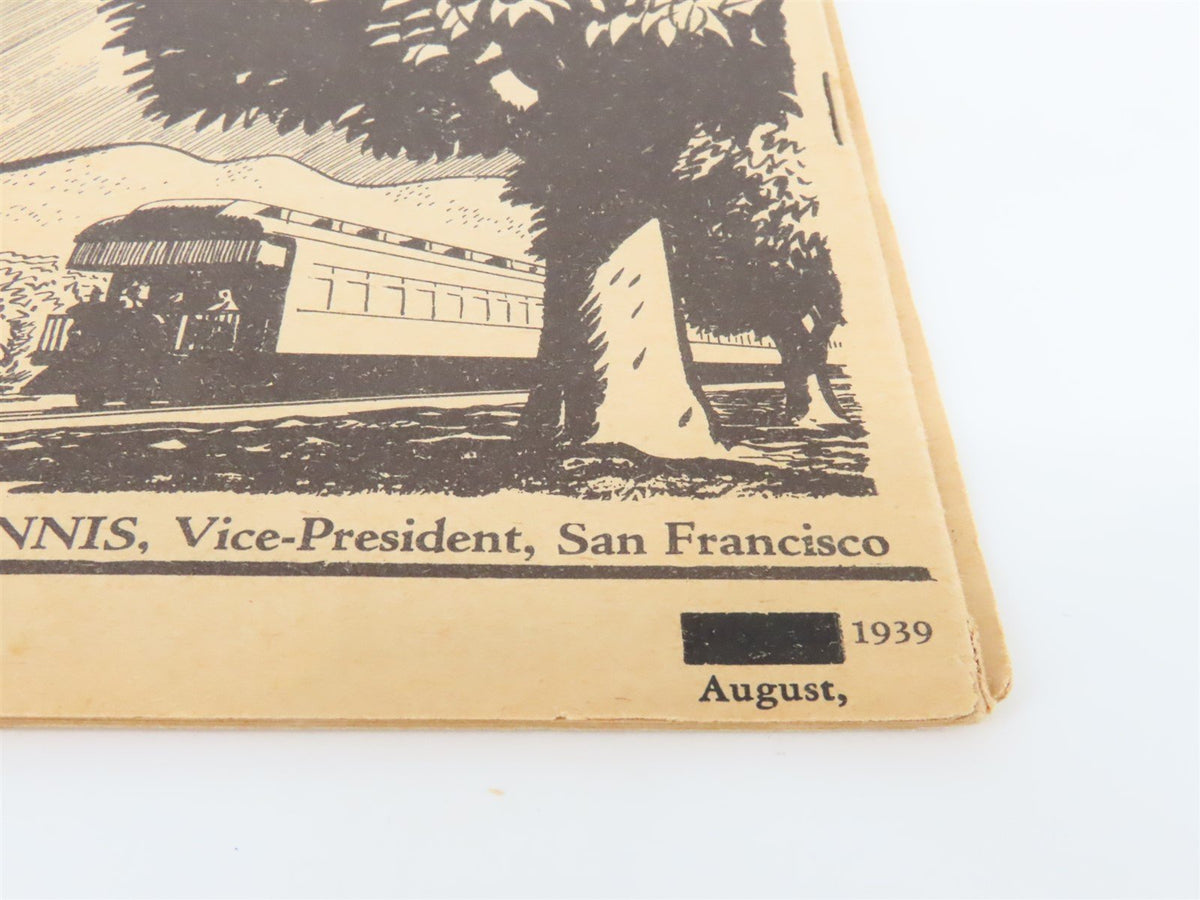 SP Southern Pacific Sunset Route &amp; Golden State Route Time Tables - August, 1939