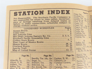 SP Southern Pacific Sunset Route & Golden State Route Time Tables - August, 1939