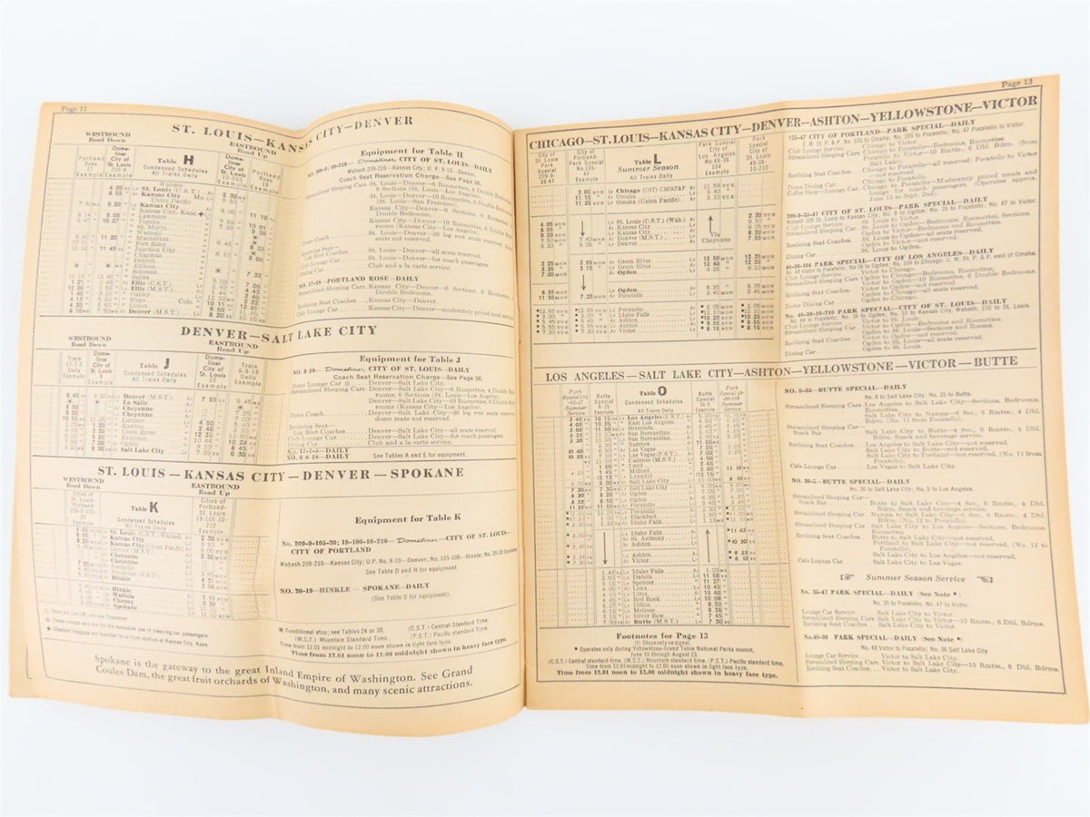 UP Union Pacific Railroad Time Tables - April 28, 1963