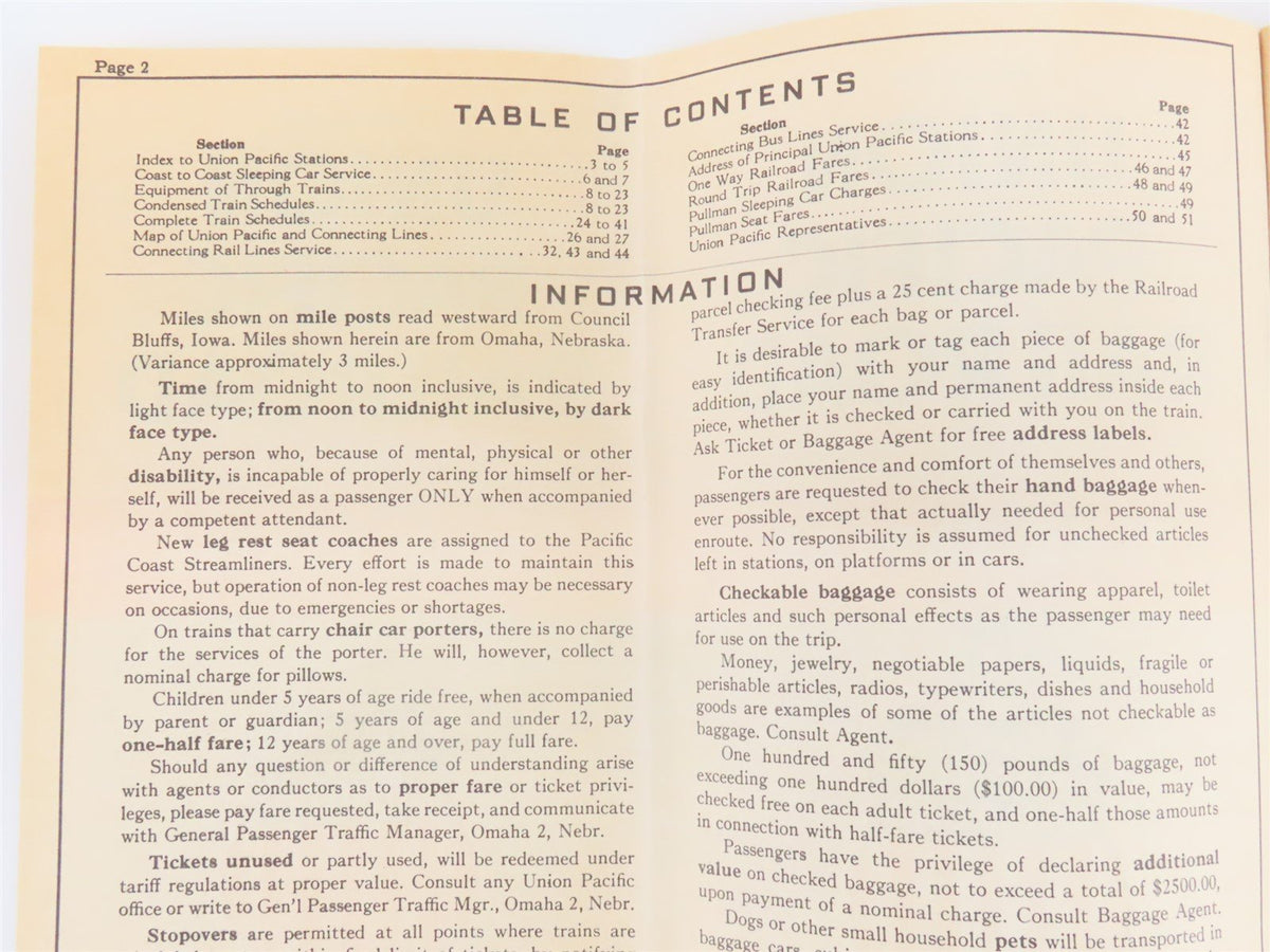 UP Union Pacific Railroad Time Tables - April 29, 1956