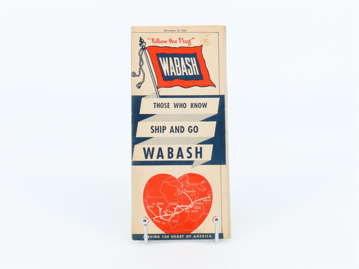 WAB Wabash Railroad &quot;Follow the Flag&quot; Time Tables - November 18, 1945