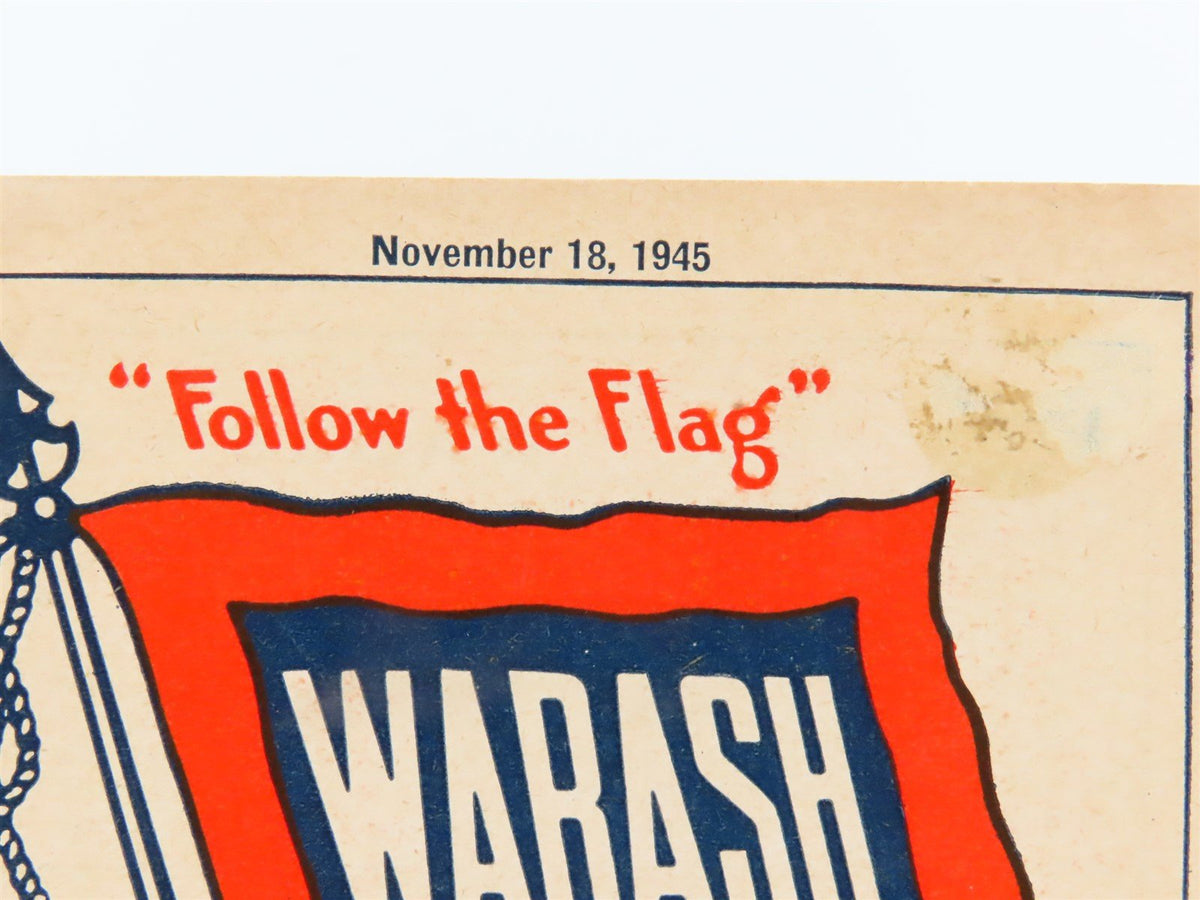 WAB Wabash Railroad &quot;Follow the Flag&quot; Time Tables - November 18, 1945