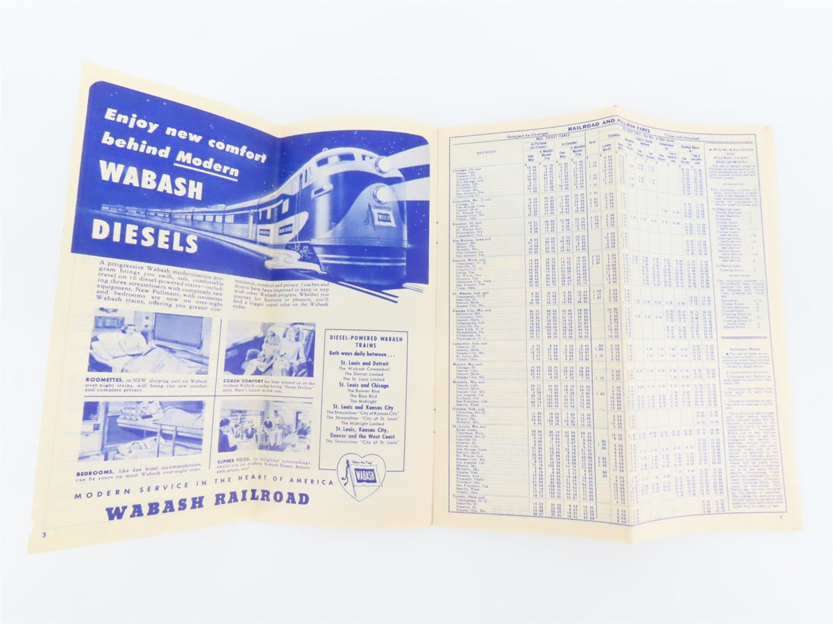 WAB Wabash Railroad &quot;Follow the Flag&quot; Time Tables - April 30, 1956