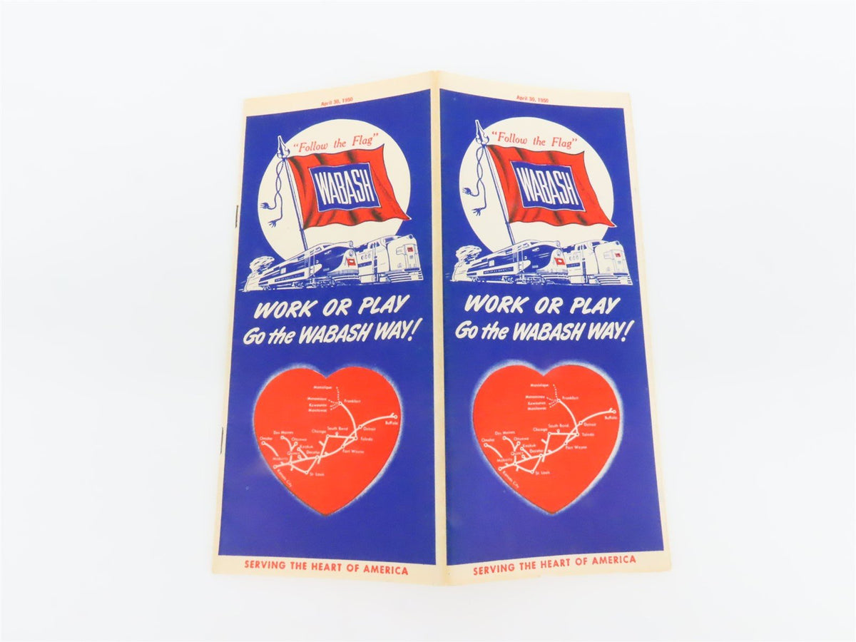 WAB Wabash Railroad &quot;Follow the Flag&quot; Time Tables - April 30, 1956