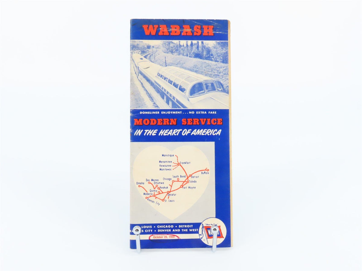 WAB Wabash Railroad &quot;Follow the Flag&quot; Time Tables - October 25, 1959