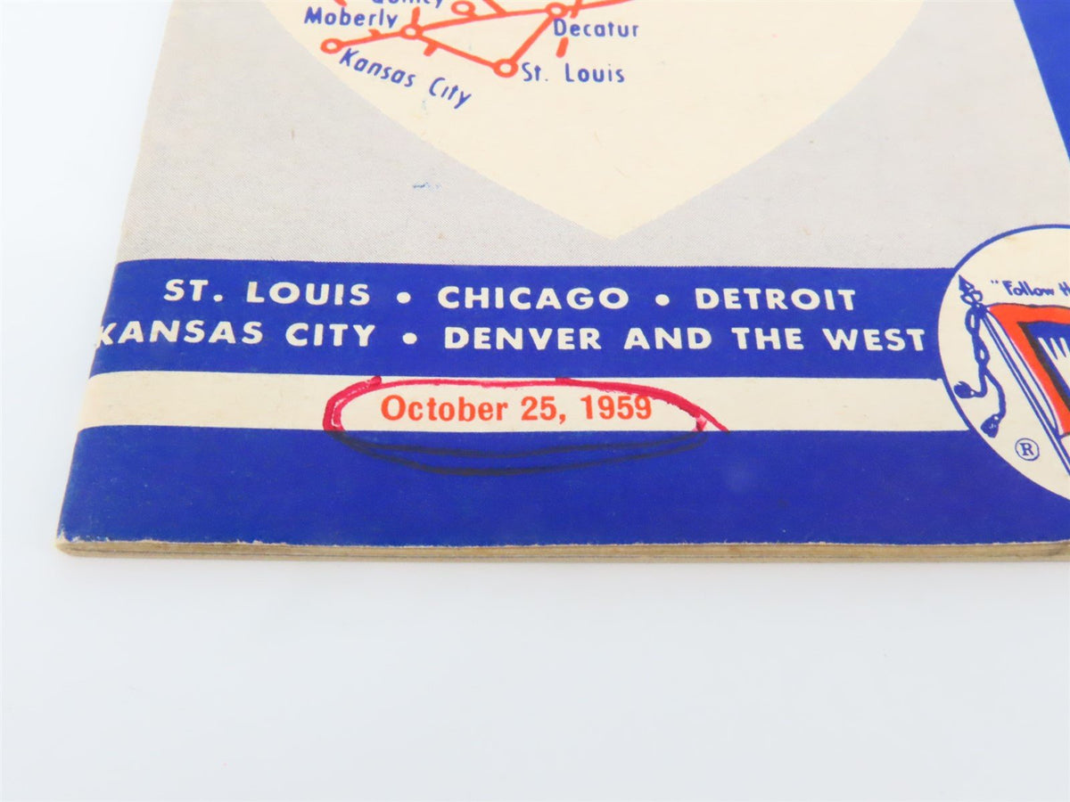 WAB Wabash Railroad &quot;Follow the Flag&quot; Time Tables - October 25, 1959