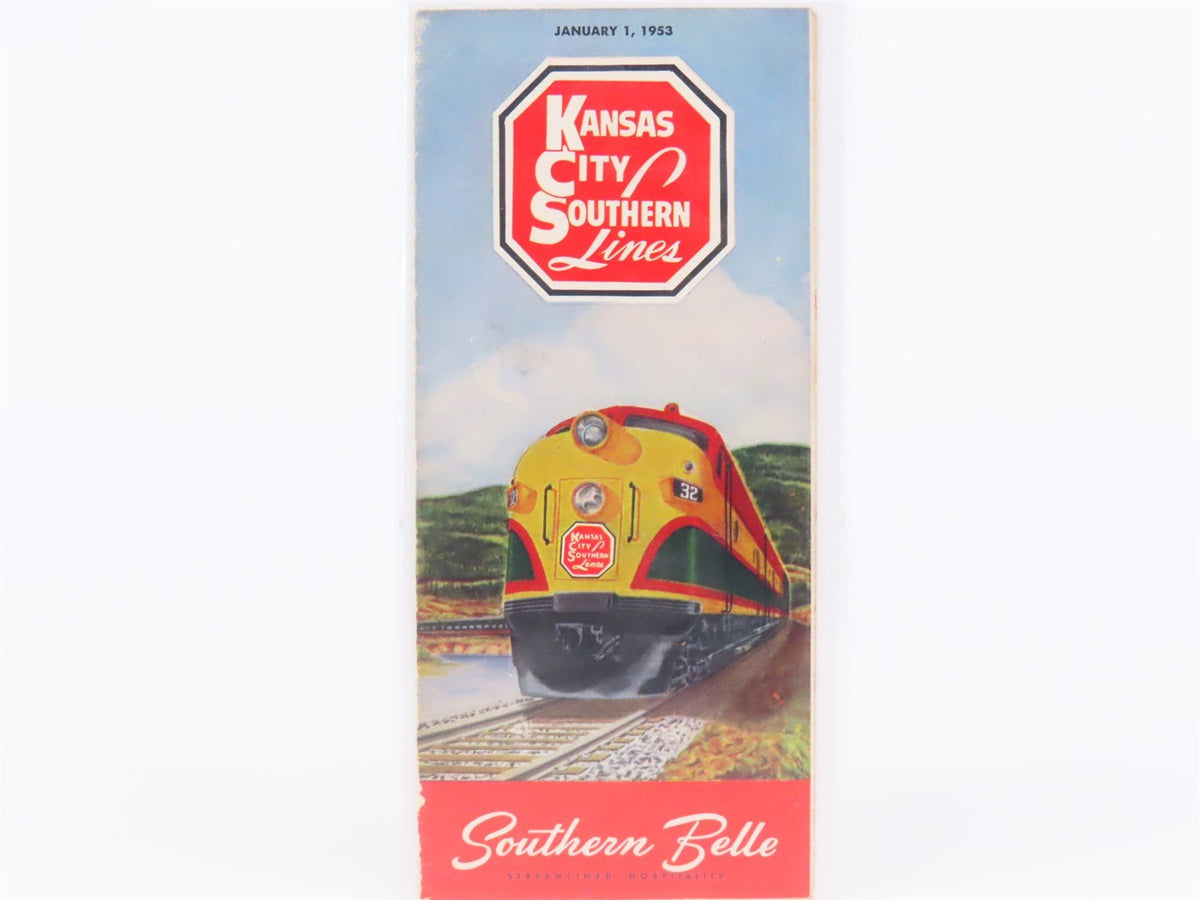 KCS Kansas City Southern &quot;Southern Belle&quot; Time Tables - January 1, 1953