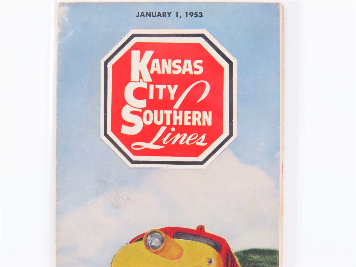 KCS Kansas City Southern &quot;Southern Belle&quot; Time Tables - January 1, 1953