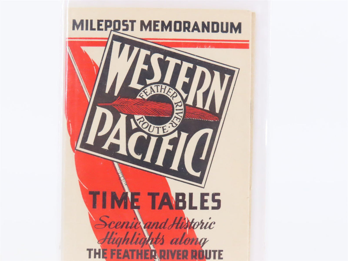 WP Western Pacific Feather River Route Time Tables - June 1, 1940