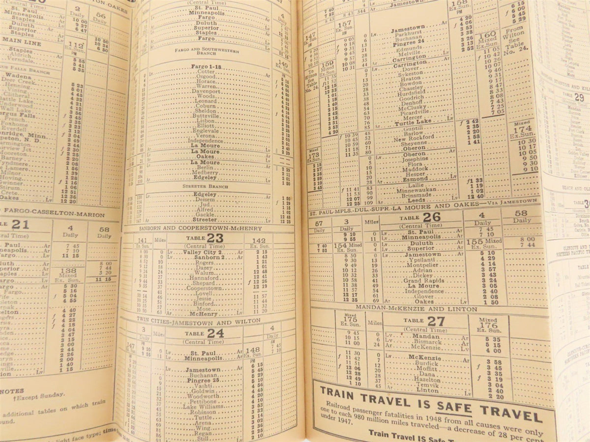 Northern Pacific Yellowstone Park Line Passenger Schedules: Fall-Winter, 1949