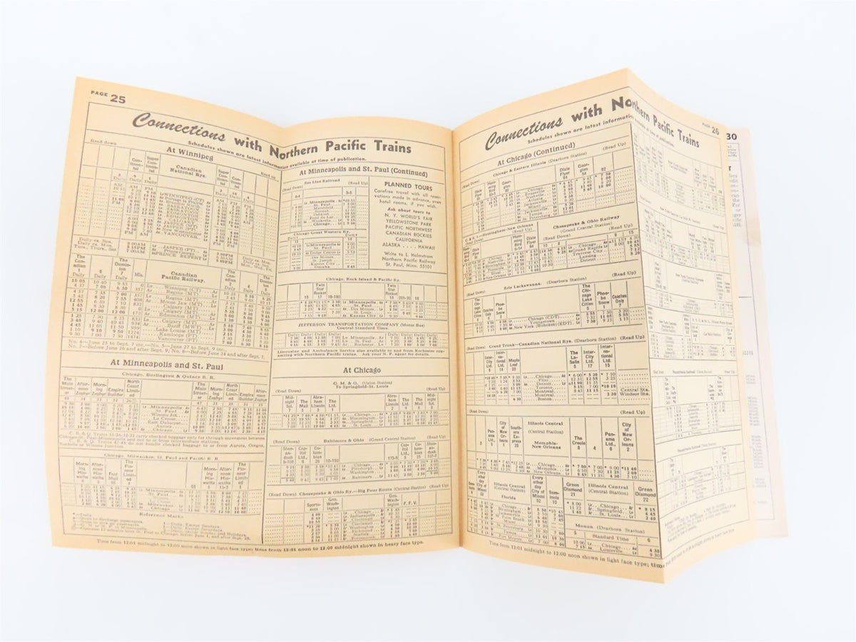 Northern Pacific Route of the Vista-Dome Passenger Train Schedules May 24, 1964