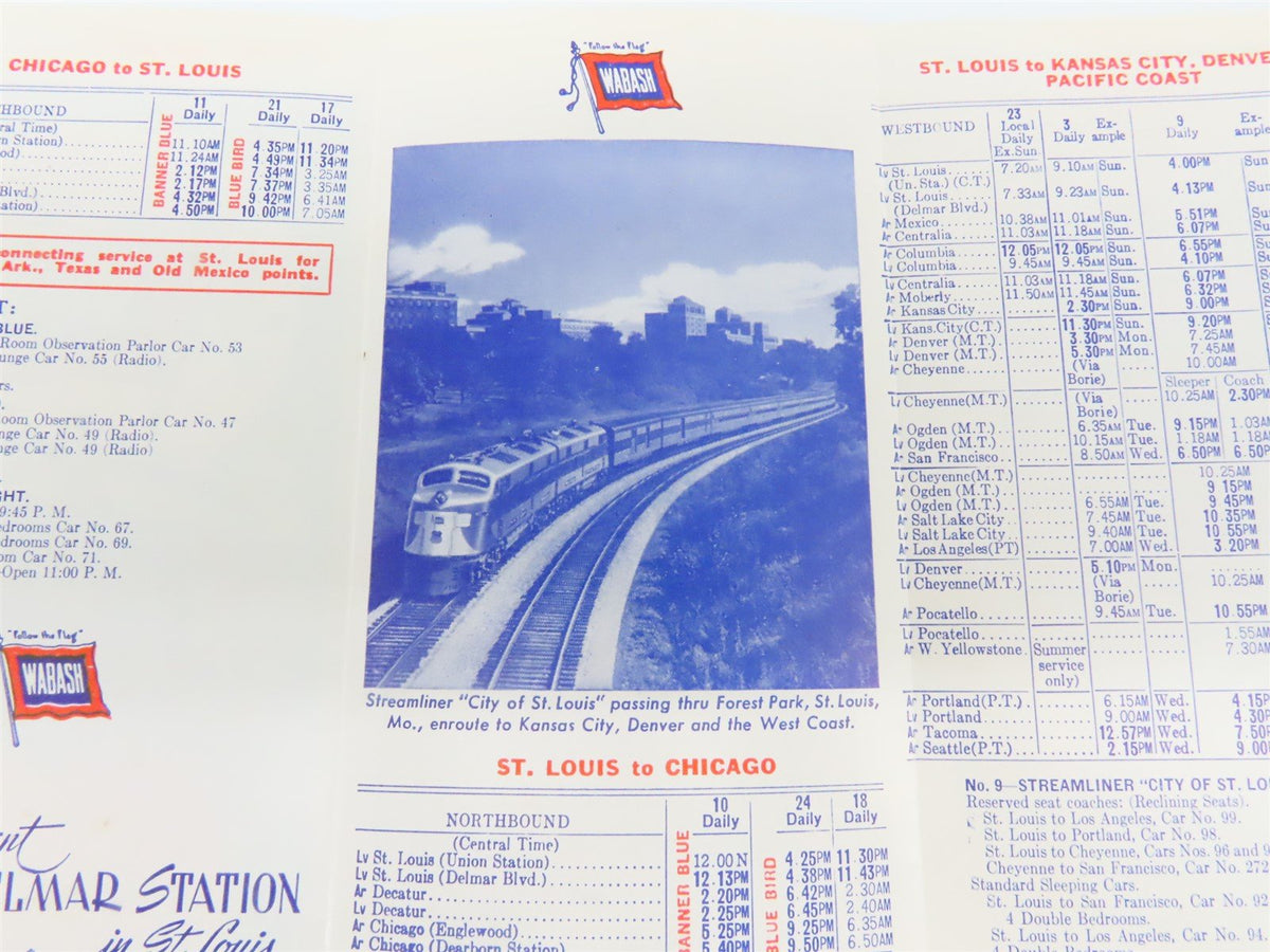 WAB Wabash Railroad &quot;Follow the Flag&quot; Time Tables - April 24, 1949