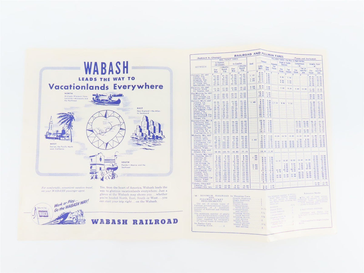 WAB Wabash Railroad &quot;Follow the Flag&quot; Time Tables - April 24, 1949