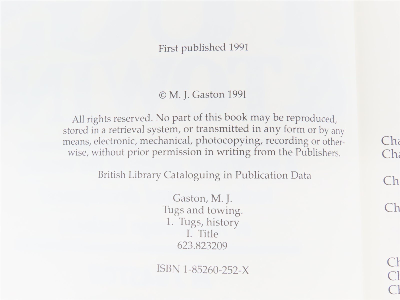 Tugs & Towing by M J Gaston ©1991 HC Book