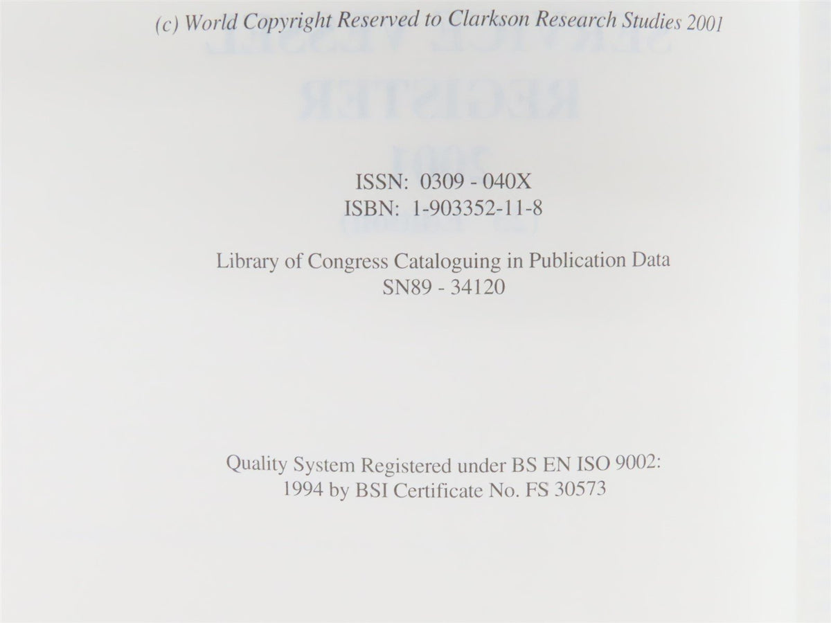 The Offshore Service Vessel Register 2001 by Clarkson Research Studies ©2001 HC