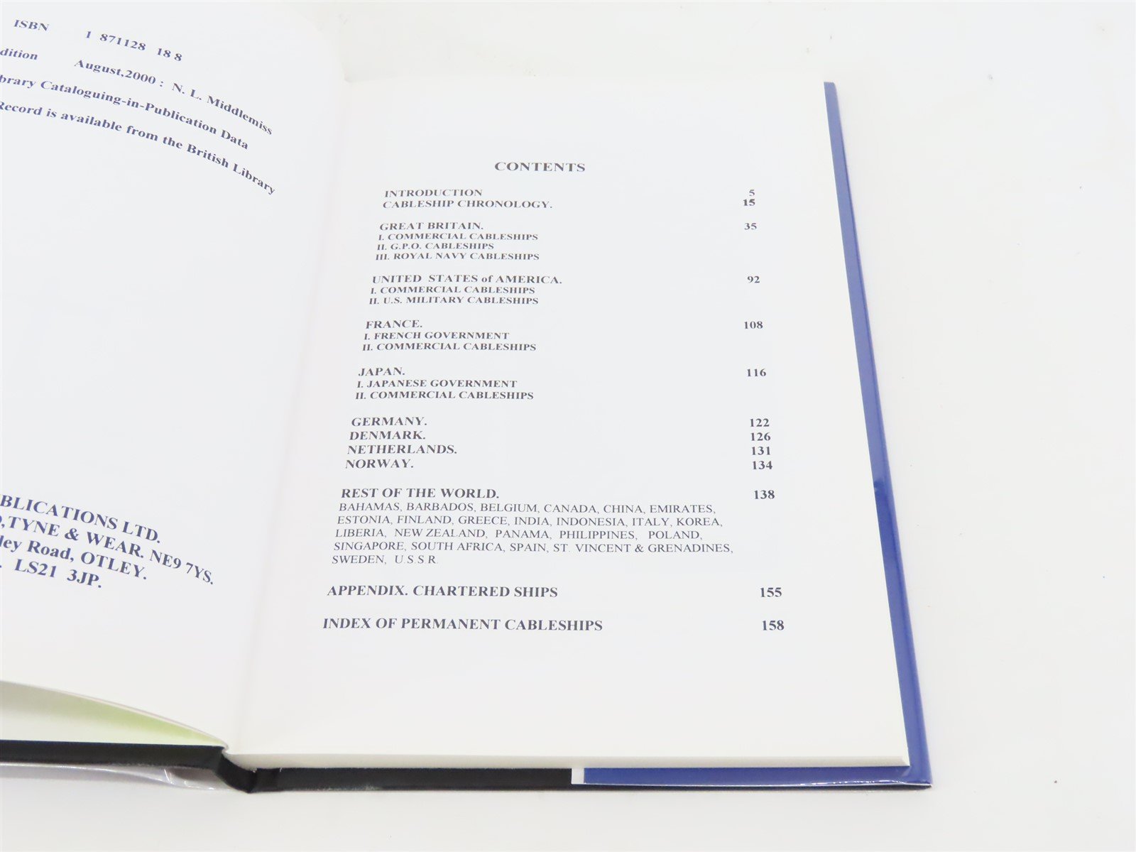 Cableships by Norman L Middlemiss ©2000 HC Book