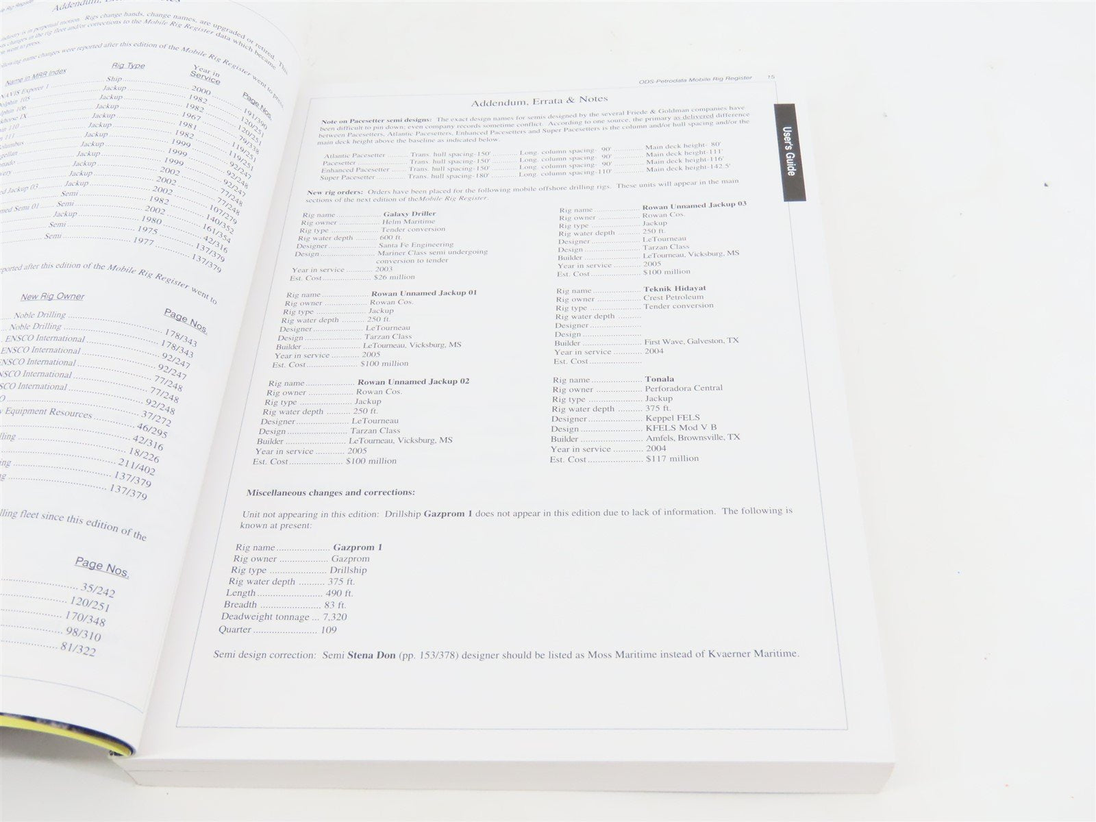 Mobile Rig Register Eighth Edition by ODS-Petrodata Group ©2002 SC Book