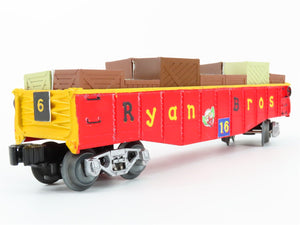 O Gauge 3-Rail Lionel Ryan Brothers Circus Gondola Car #16 Custom