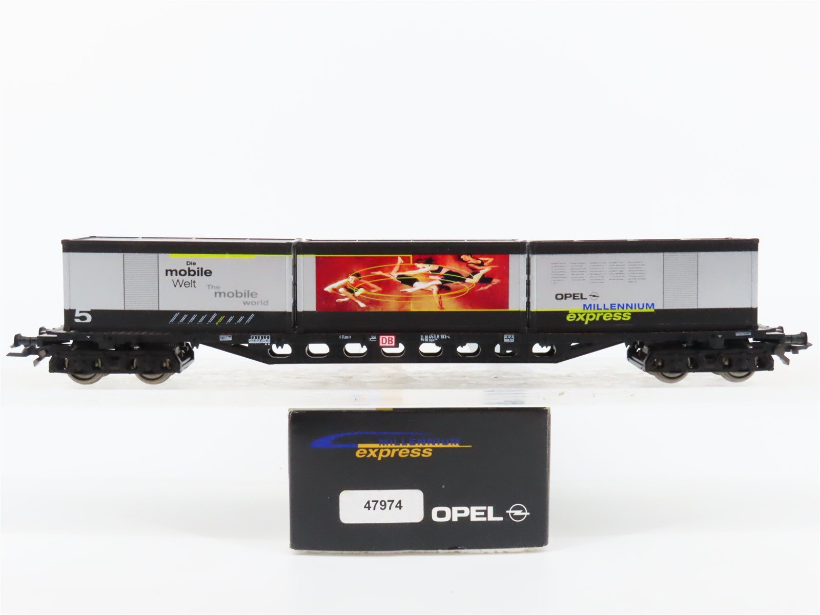 HO Scale Roco 47974 DB Opel Express Flatcar #5 w/Containers