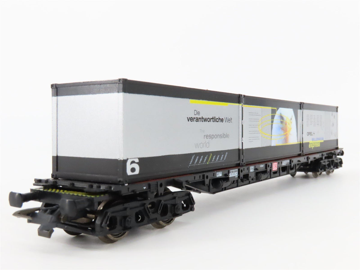 HO Scale Roco 47975 DB Opel Express Flatcar #6 w/Containers