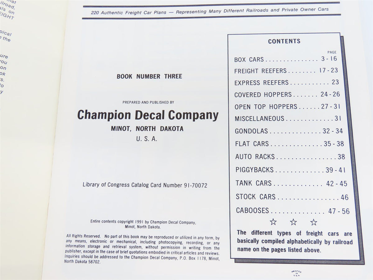 Freight Car Lettering Plan Book by Champion Decal Company ©1991 SC Book