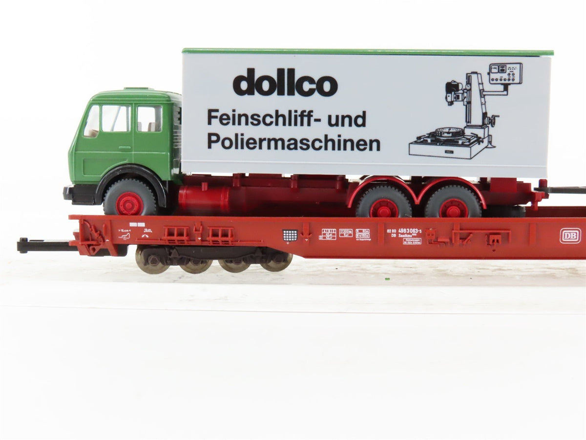 HO Scale Fleischmann 5273 DB Railway 8-Axle Flatcar #49830635 w/Truck Load