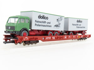 HO Scale Fleischmann 5273 DB Railway 8-Axle Flatcar #49830635 w/Truck Load