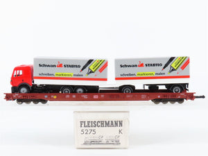 HO Scale Fleischmann 5275 DB Railway 8-Axle Flatcar #49831923 w/Truck Load