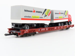 HO Scale Fleischmann 5275 DB Railway 8-Axle Flatcar #49831923 w/Truck Load