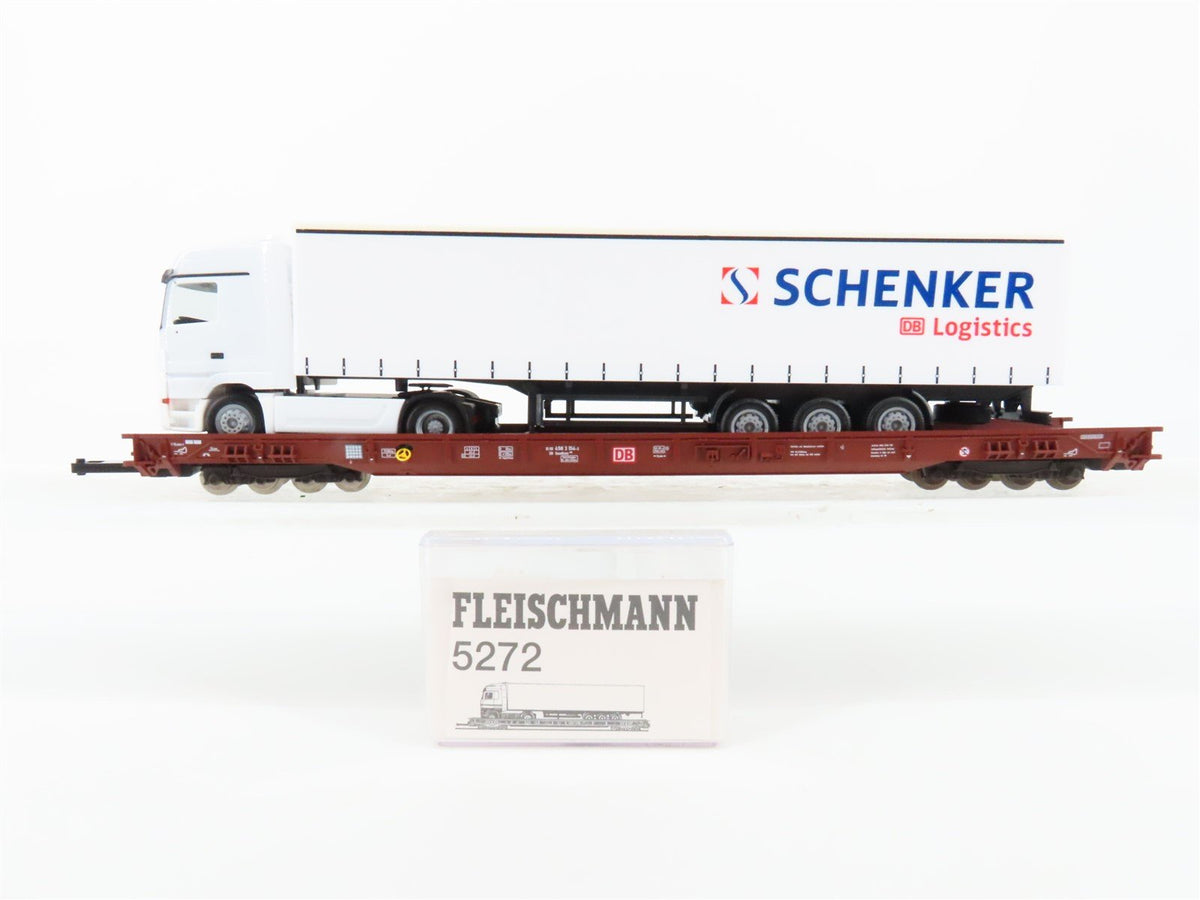 HO Scale Fleischmann 5272 DB Railway 8-Axle Flatcar #49831543 w/Truck Load