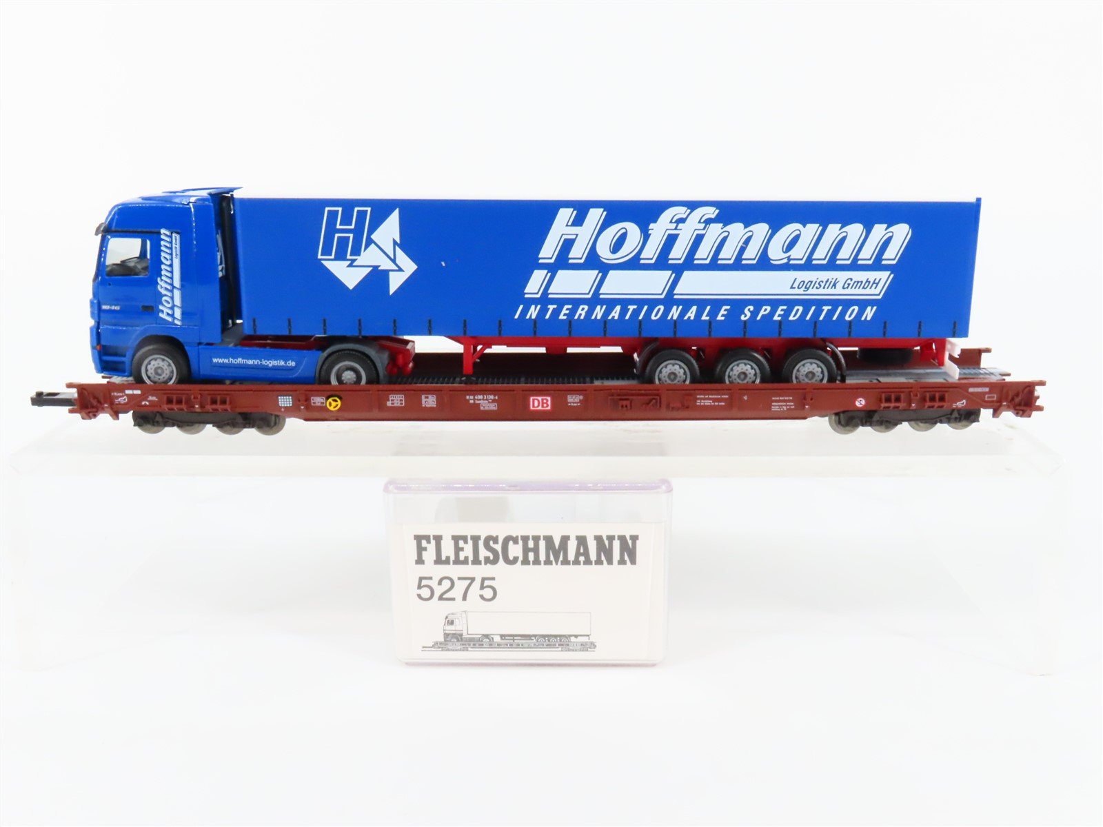 HO Scale Fleischmann 5275 DB Railway 8-Axle Flatcar #49831386 w/Truck Load