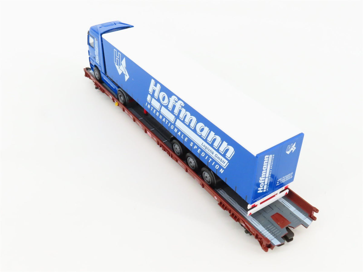 HO Scale Fleischmann 5275 DB Railway 8-Axle Flatcar #49831386 w/Truck Load