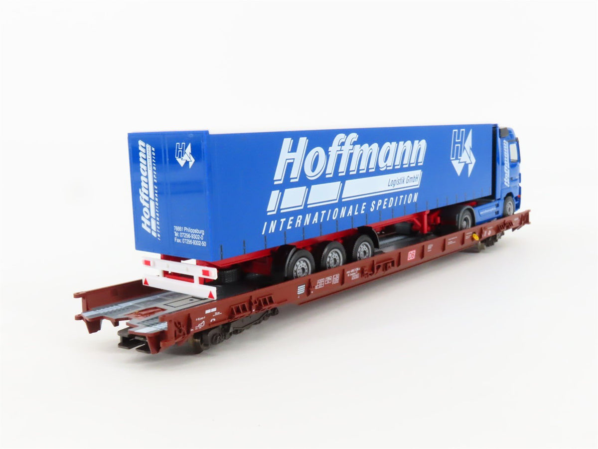 HO Scale Fleischmann 5275 DB Railway 8-Axle Flatcar #49831386 w/Truck Load