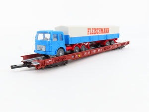 HO Scale Fleischmann 5272 DB Railway 8-Axle Flatcar #49830635 w/Truck Load